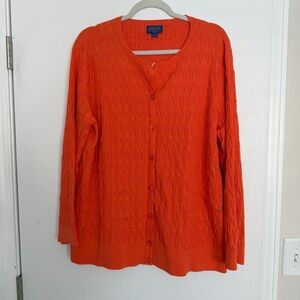 Pendleton Orange Knit Silk Blend Long Sleeve Cardigan Sweater